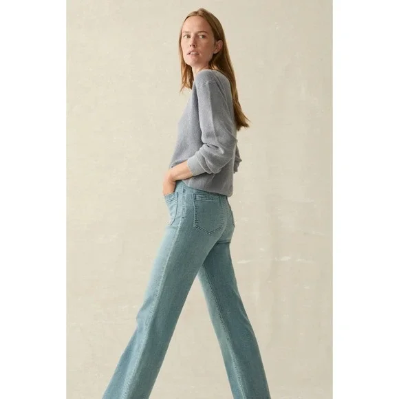 Faherty Brand Jeans Wide Leg Light Wash Denim Pants Women Size 29 - Picture 7 of 13